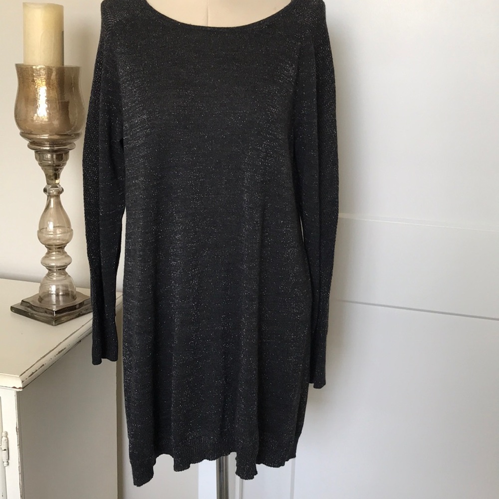 Eileen Fisher Long Metallic Wool Blend Sweater L